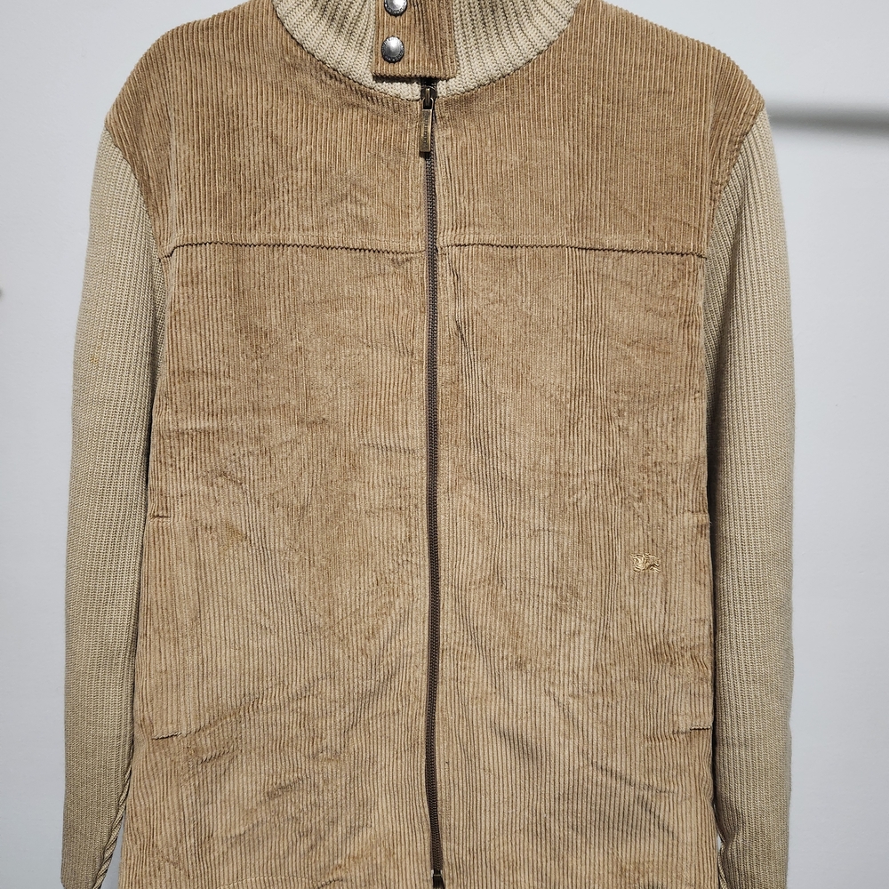 Burberry Beige Corduroy with Knit Detail Jacket Small